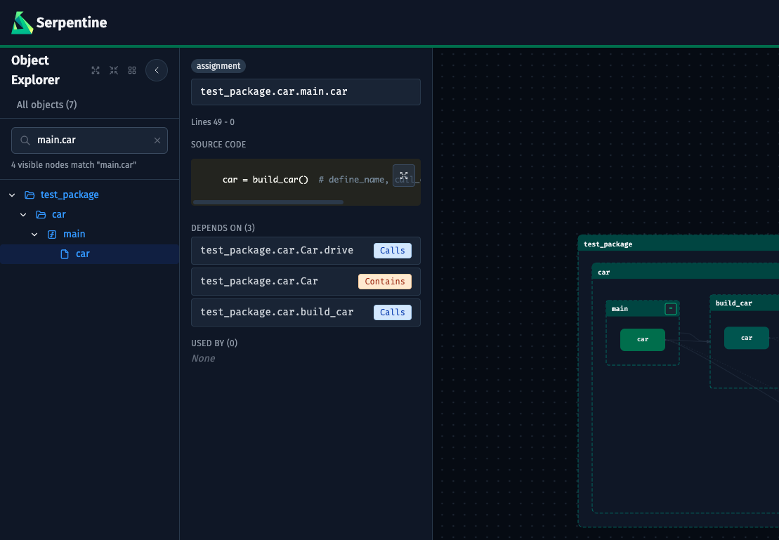 Object Explorer with search active